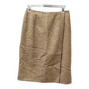 CARLISLE Gold Tweed Herringbone Pencil Skirt Women Size 4